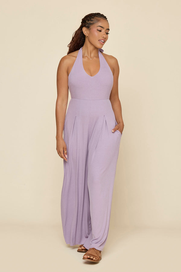 Halter Go with the Flow Jumpsuit - Lavender Haze