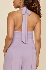 Halter Go with the Flow Jumpsuit - Lavender Haze