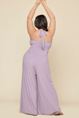 Halter Go with the Flow Jumpsuit - Lavender Haze